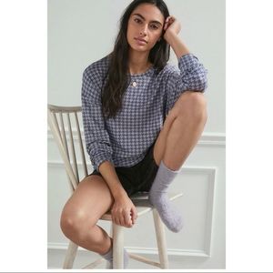 Anthropologie Sundry Houndstooth Sweater Black Gray Medium New